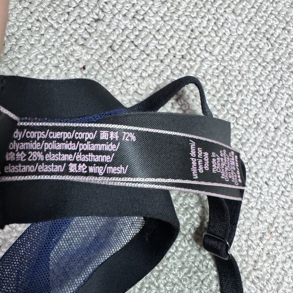 Victoria’s Secret Bra Unlined Demi Black Blue Women’s Size 34D - Picture 8 of 9